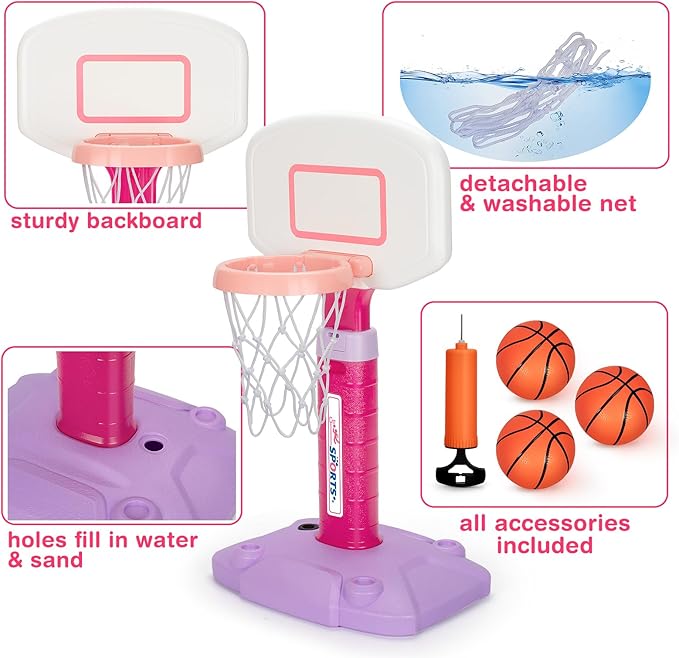 Basketball Hoop Indoor Outdoor Toys for Toddlers 1-3, Kids Basketball Hoop with 3 Balls, Adjustable Mini Basketball Goal, Christmas Birthday Sports Toys Gift for Baby Boys Girls Age 1 and Up