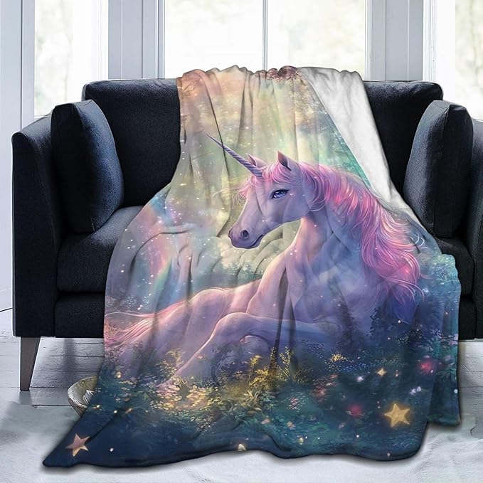 Unicorn Blanket Gifts for Girls Women Unicorn Forest Throw Blankets Cozy Plush Fleece Flannel Fuzzy for Kids Bed Decor 80"X60"
