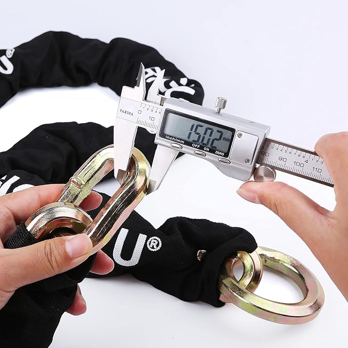 BIGLUFU Motorcycle Chain Lock 120cm/4ft Heavy Duty Bike Chain Lock Anti-Theft Durable Cut Proof 14mm Thick Security Bicycle Chain with 4Keys 16mm U Lock for Moped,Scooter,Motorcycles