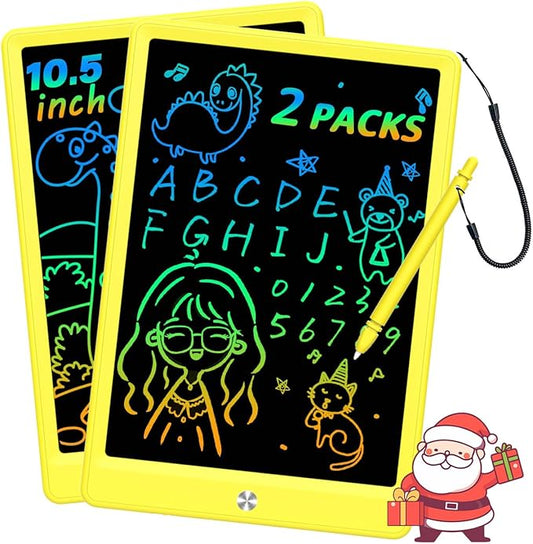 LCD Writing Tablet Doodle Board, Colorful Drawing Pad, Electronic Drawing Tablet, Drawing Pads,Travel Gifts for Kids Ages 3 4 5 6 7 8 Year Old Girls Boys (10.5 inch, Yellow+Yellow)