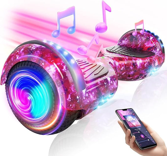 Scooter with Seat Attachment for Kids Adults, 6.5'' 8.5''Balancing Scooter with Bluetooth Speakers & Colorful LED Light with Kart