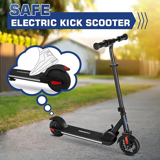 Caroma Electric Scooter for Kids Ages 6-14, 180W/150W Motor & 10 Mph, 85 Mins Ride Time, Adjustable Height & Speed, LED Display & Colorful Lights, Kids Electric Scooter, Best Gifts for Girls and Boy