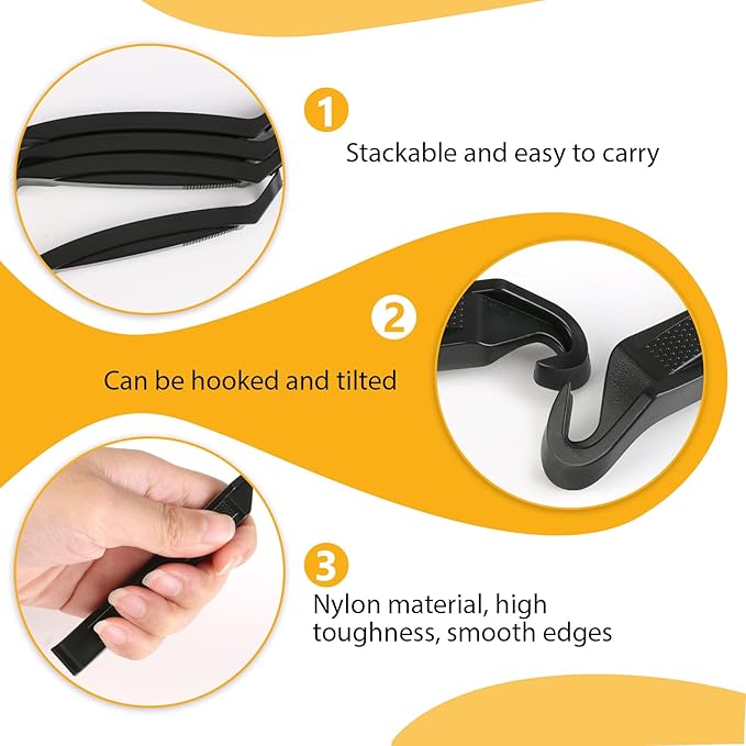 6 Pcs Bicycle Tire Levers Repair, Portable Durable Bike Changing Tire Spoon, Premium ABS Removal Tubular with Ergonomical Molded Texture Handle Bump, Biking Lover for Road Mountain (Black)