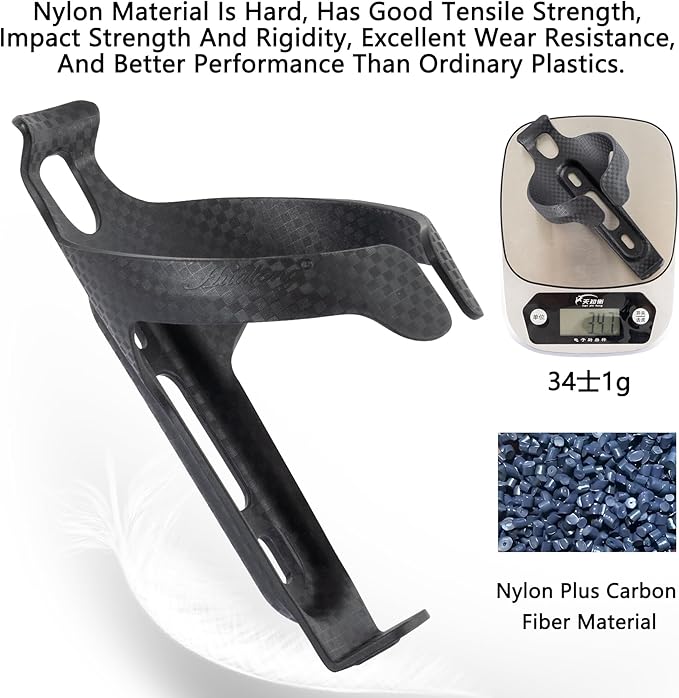 Nylon Carbon aero Bike Water Bottle Holder Cage for Road Bikes Mountain Gravel e Bike Bicycle for 2.76-2.95 in Diameter Bottles, 2-Pack