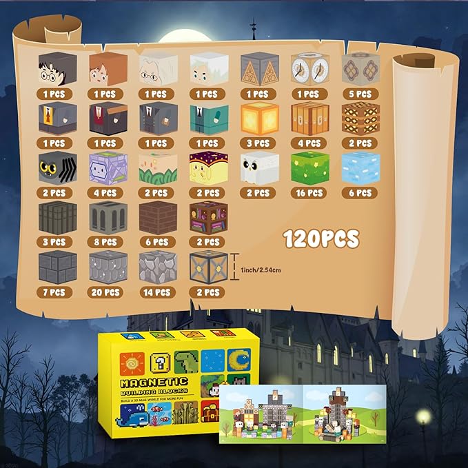 Magnetic Blocks-120PCS Magnets Cubes, Cherry Blossom Magnetic Building Blocks Toddler Toys for Age 3-4 5-7 6-8,STEM Sensory Toys Birthday Gifts for 3+ Years Old Boys & Girls