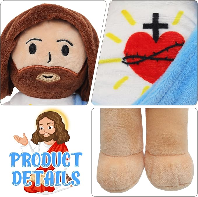 13" Jesus Plush Toy Heart of Jesus Plushie Savior Stuffed Doll for Church Sunday School Religious Easter Gift for Children Kids