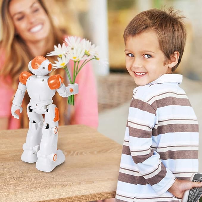 KingsDragon RC Robot Toys for Kids, Gesture & Sensing Programmable Remote Control Smart Robot for Age 3 4 5 6 7 8 Year Old Boys Girls Birthday Gift Present,Orange