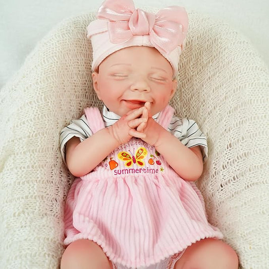 17.72 in Full Silicone Reborn Baby Dolls, 1:1 Lifelike Newborn Dolls Non Vinyl Realistic Reborn Toddler Dolls Boy Washable Sleeping Doll