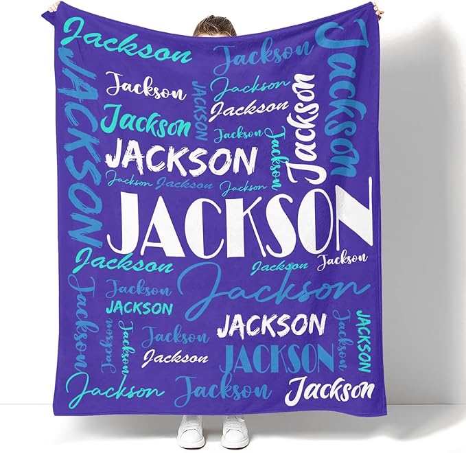 Dr.TOUGH Personalized Name Blanket Personalized Blanket for Adult Kids Flannel Customized Personalized Blankets and Throws