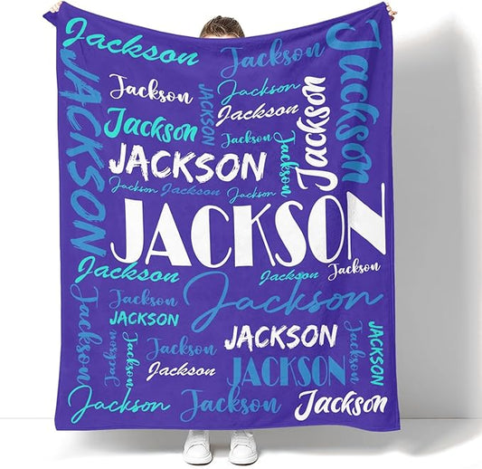Dr.TOUGH Personalized Name Blanket Personalized Blanket for Adult Kids Flannel Customized Personalized Blankets and Throws