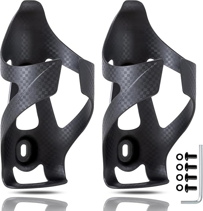 Carbon Fiber Bike Water Bottle Cage Holder for Road Bikes Mountain Gravel e Bike for Diameter 70-74 mm Water Bottles, Black Matte