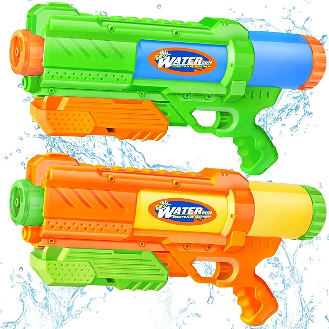 Super Water Gun for Kids Adults: 2 Pack Super Water Gun Soaker 1200cc Squirt Blasters with Impressive Range - Ideal Toys for Boys Girls Summer Outdoor Swimming Pool Water Toys Fun