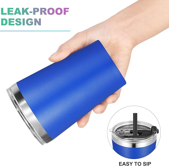 VEGOND 12oz Tumbler Stainless Steel Tumbler bulk Vacuum Insulated Double Wall Travel Tumbler with Lid and Straw Reusable Tumbler, Light blue 1 Pack