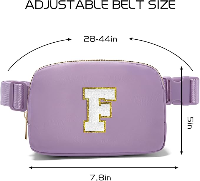 Gitus Birthday Gifts for 8 9 10 11 12 13 Year Old Girls Personalized Fanny Pack Crossbody Bags with Initial Letter Patch Belt Bag for Teen Girls Cute Trendy Stuff Travel Essentials (Lavender-F)