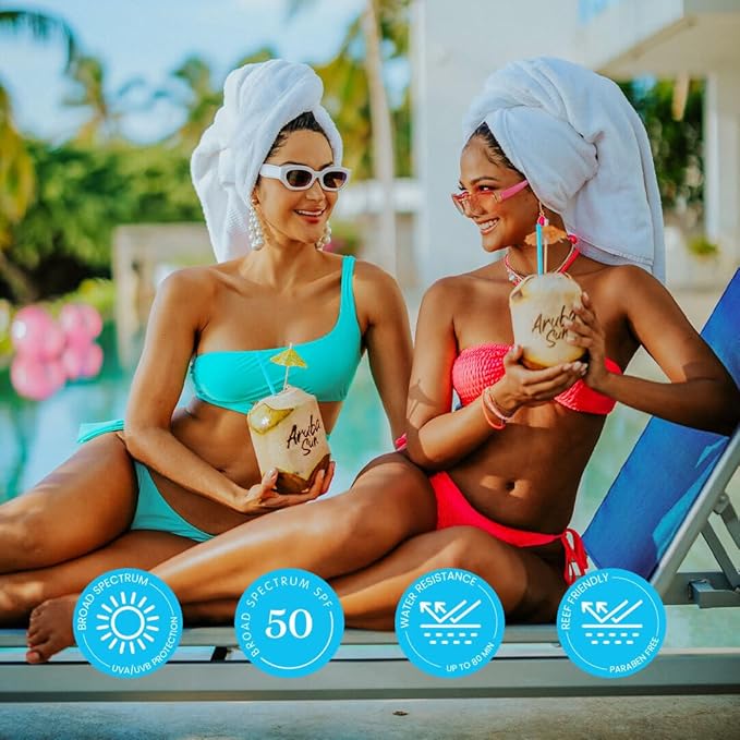 SPF 50 Sunscreen Lotion 8oz - Reef Act Compliant no 67 Octinoxate & Oxybenzone Free - Sun Screen Broad Spectrum UVA/UVB - Sunscreen Waterproof and Non-Greasy