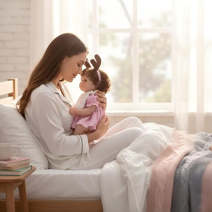 Smiling Reborn Baby Doll, 22-Inch Vinyl Realistic Newborn Baby Doll with Hand-Rooted Hair for 3+ Ages, Gifts, Collect