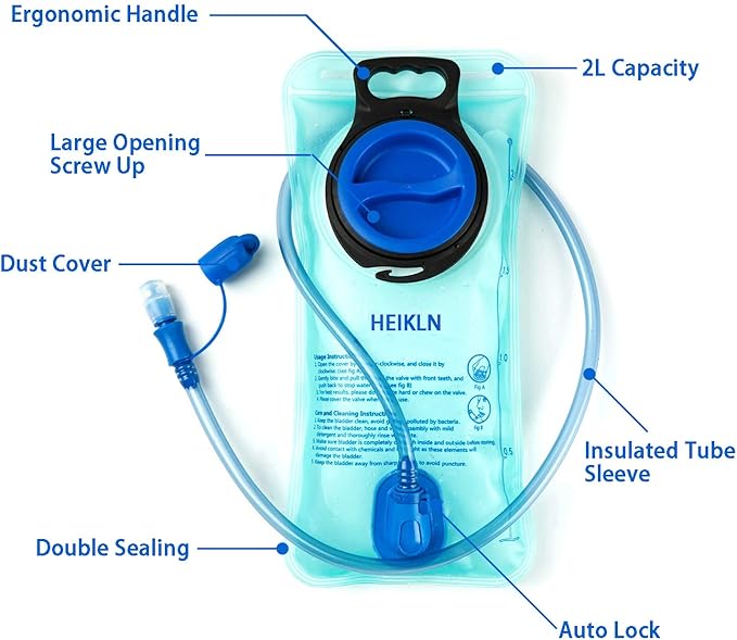 Hydration Bladder 1.5L-2L-3L,Leak Proof Water Reservoir, BPA Free Military Water Storage Bladder Bag Hydration Pack Replacement Easy Clean for Bicycling Hiking Camping Hunting Running