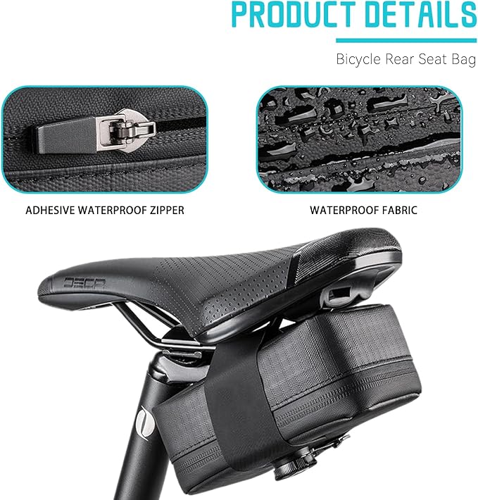 Compact Bike Seat Saddle Bag - Thickened Support Bike Saddle Bag Black Waterproof Bike Bags For Bicycles Layered Storage Bike Seat Bag Strap Installation Saddle Bag Bicycle