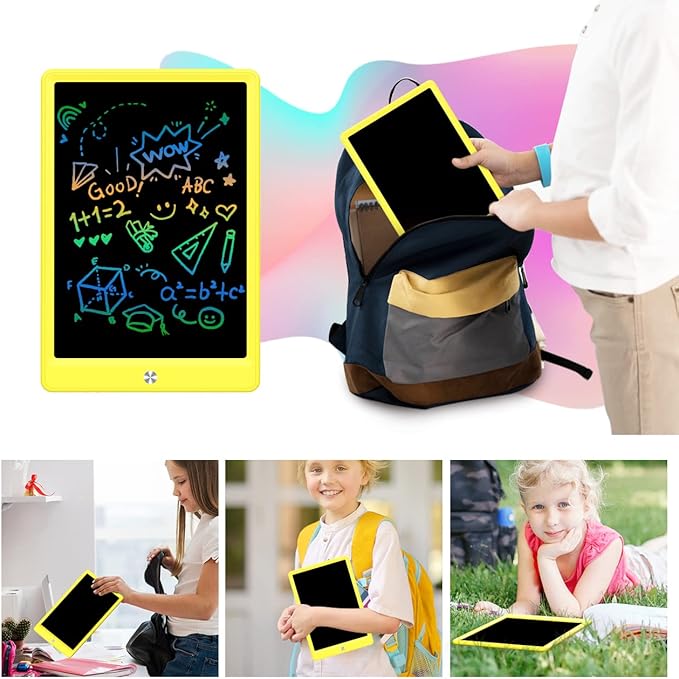 LCD Writing Tablet Doodle Board,10.5 inch Colorful Drawing Pad,Electronic Drawing Tablet, Drawing Pads,Travel Gifts for Kids Ages 3 4 5 6 7 8 Year Old Girls Boys (Yellow)