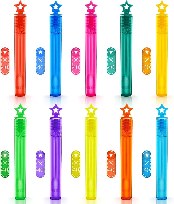 SpringFlower 400 PCS Mini Bubble Wand, Bubble Bulk for Kids, Party Favor Supply, Themed Birthday, Summer Outdoor Activities, Bubble Maker Mini Bubble Wand 10 Colors