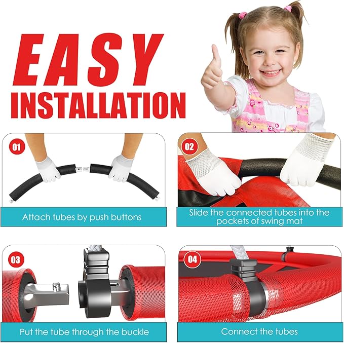 Skybound 43" Saucer Swing for Kids Outdoor - Durable Textilene Fabric, Galvanized Steel Frame, 600lbs Capacity, Adjustable Ropes