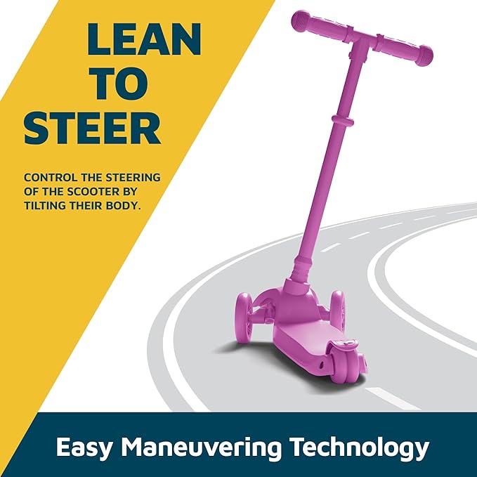 Lifemaster Mini 3-Wheel Kids Scooter with Multi-Color Wheel Lights – 4-Height Adjustable Handlebar, Wide Anti-Slip Deck, Child Safety Certified, Boys & Girls Ages 2+ Supports Up to 110 lbs