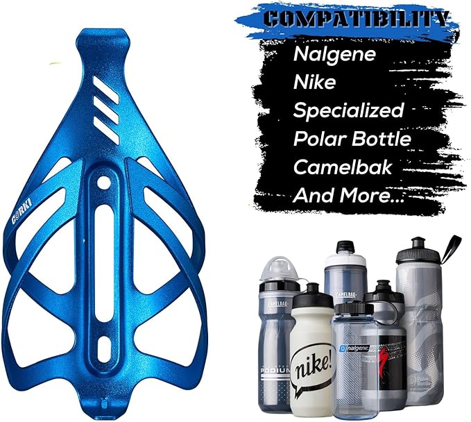 Corki Cycles Bike Water Bottle Holder Aluminum Alloy, Universal Bike Water Bottle Cage for Road, Mountain and Gravel Bikes - 2 Pack - Blue