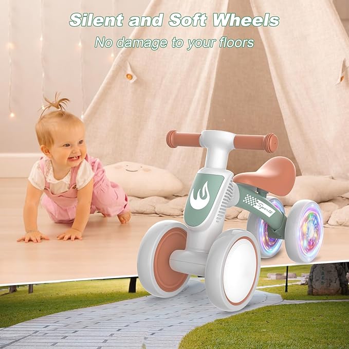 Colorful Lighting Baby Balance Bike Toys for 1 Year Old Boy Girl Gifts, 10-36 Month Toddler Balance Bike, No Pedal 4 Silence Wheels & Soft Seat First Bike, One Year Old Boy Girl Birthday Gifts.