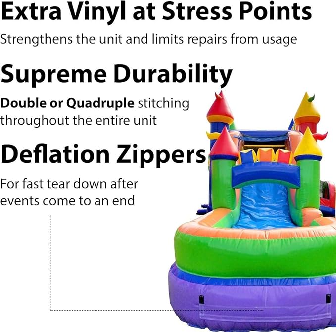 TentandTable Inflatable Bounce House Water Slide for Kids 5-12 Large, Commercial Grade Mega Bouncy Castle for Adults, Jump House, Includes Electric Air Blower, 32' L x 16' W x 15' H, Rainbow