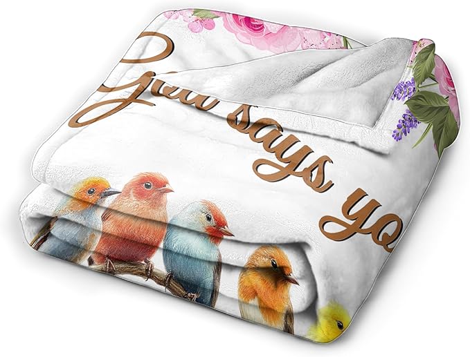 Bird Blanket God Says You are Bird Lover Throw Blanket Gifts for Kids Girls Boys Adults Women Men Super Soft Cozy Plush Fluffy Fuzzy Fleece Blanket Decor 40''X50''