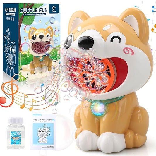 Dog Bubble Machine Toys for Kids 3-8 Years Old: Bubble Blower Maker with 2 Solutions, Light & Music Outdoor Party Toy, Birthday Gift for 3 4 5 6 7 8 Year Old Girls Boys
