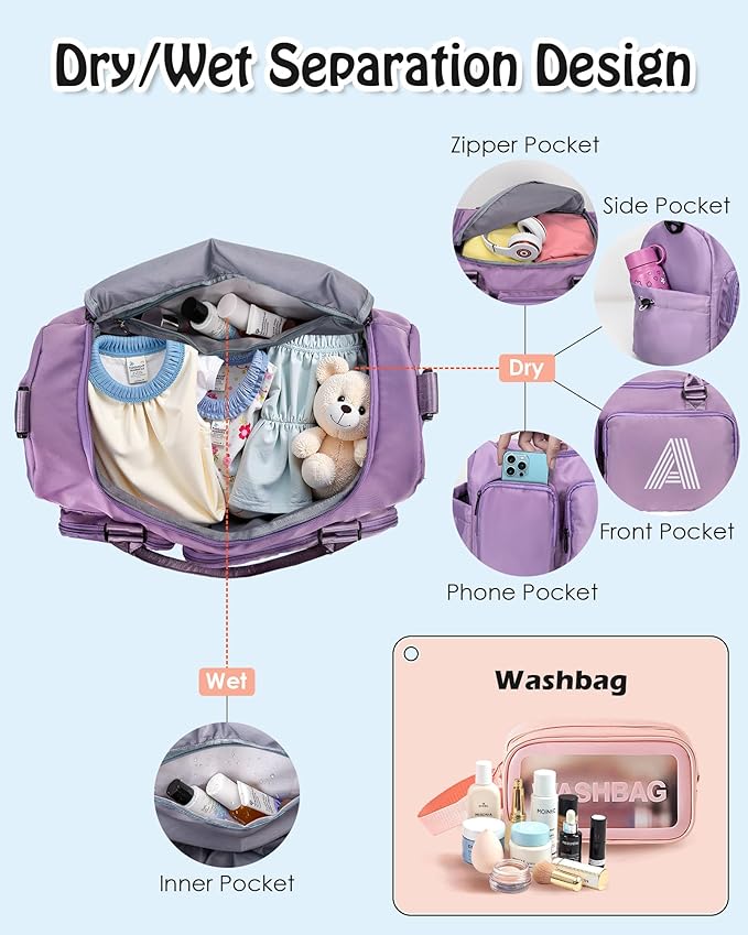 Duffle Bag for Girls, Kids Travel Duffel Bag, Personalized Weekender Bag, Gifts for women, Girls Gifts for Kids Friends, women gifts, Teacher Appreciation Gifts Ideas