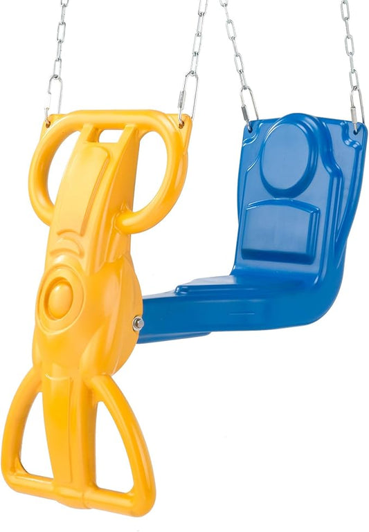 Swing-N-Slide Wind Rider Glider Swing, No Swing Hangers Yellow/Blue, 72" H x 14" W x 25" L