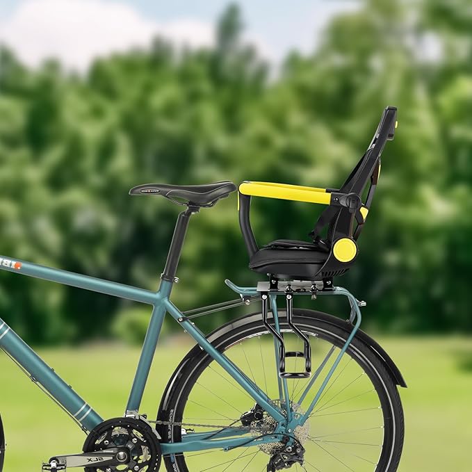 2025 New Rear Child BikeSeat, Adiustable BackrestRear Bike Seat, Foldableand Rotatable RearMounted Child Bike Seat Child Rear Seat with ThickBackrest, Suitable for MostBicycle