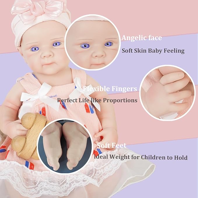 19.69 in Full Silicone Reborn Baby Dolls, 1:1 Lifelike Newborn Dolls Non Vinyl Realistic Reborn Toddler Dolls Boy Washable Sleeping Doll