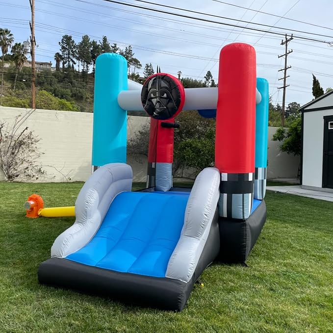 Funormous Star Wars Bounce House with Slide, Indoor Outdoor Darth Vader Inflatable Luke Skywalker Lightsaber Fun Bouncy Castle for Kids Ages 3-8 Years Old
