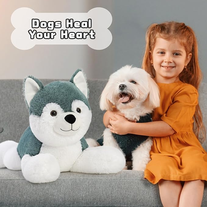 MaoGoLan 28" Giant Husky Dog Stuffed Animals,Soft and Cuddly Lifelike Husky Puppy Plush Toys, Warm Companionship Stuffed Dog Gift for Puppy Lover,Kids,Children