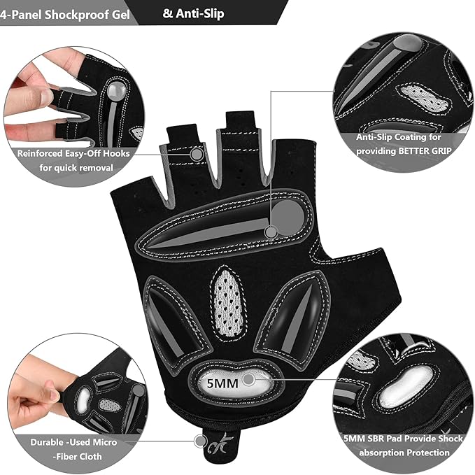 BIKINGMOREOK Bike Cycling Gloves for Men Women,Non-Slip Breathable 5MM Gel Pads DH Mountain Road Bicycle Gloves for MTB Biking Cycling,Workout Sports