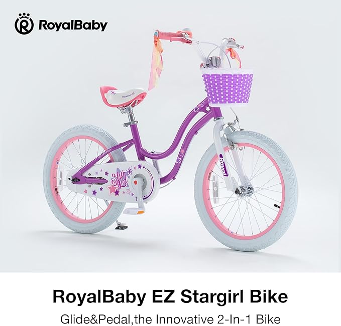 RoyalBaby Girls Bike Classic & EZ Kids Bike, Balance and Pedal Bicycle, 12 14 16 18 20 Inch Toddlers to Big Kids 3-10 Years