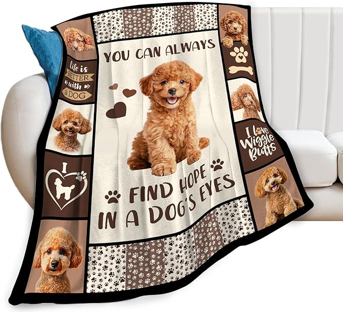 Poodle Gifts Blanket, Poodle Throw Blankets, Dog Mom Gift for Women Men Boys Girls Lover Adult Cozy Fleece Flannel Bedding Stuff Animal Plush for Couch Sofa Bed Decor 50"X40"