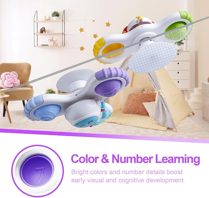 Baby Rocket Suction Cup Spinner Travel Toys for Kids Ages 1-3, Fidget Spinner Toys for 1 Year Old Boy Girl 12 Months, Sensory Bath Toy for Toddlers Infants Birthday