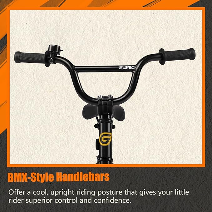 Glerc Kids Bike for Ages 1-8 Years Old, 12-16 Inch BMX Style Kids Bicycle with Training Wheels, Boys Bike for Children and Toddler, Multiple Colors