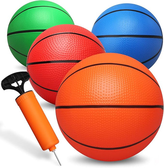 Dilabnba 8" Mini Rubber Replacement Basketballs for Basketball Hoop/Pool, Toddler Soft Beach Bouncy Ball Sports Party Game for Kids Adults, Junior Balls Indoor & Outdoor Arcades & Games (4PCS)