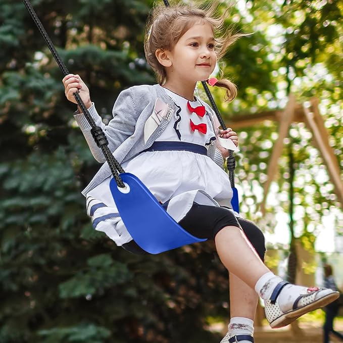 4-in-1 Swing Sets with Stand for Backyard, 440lbs Outdoor Saucer Swing Set for Kids, Heavy-Duty A-Frame Metal Playset for Playground, 32 inch Saucer, Belt Swing, Basketball Hoop, Led Light & Anchors