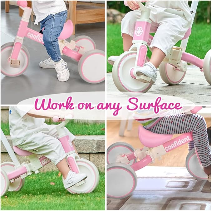 XIAPIA Tricycle for Toddlers 1-3 Year Olds, 5 in 1 Toddler Balance Bike with Removable Pedal, Push Trike Toys with Adjustable Pushrod for 2 3 4 5 Year Old Boys & Girls, Birthday Gifts for Kids