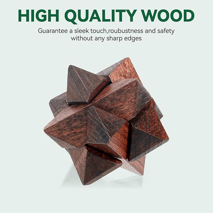 13 Pcs Brain Teaser Puzzles for Adults - Metal Puzzles 3D Puzzle Game Toys for Adults Teens - Wooden Unlock Interlocking Puzzle Adult IQ Education Smart Toys