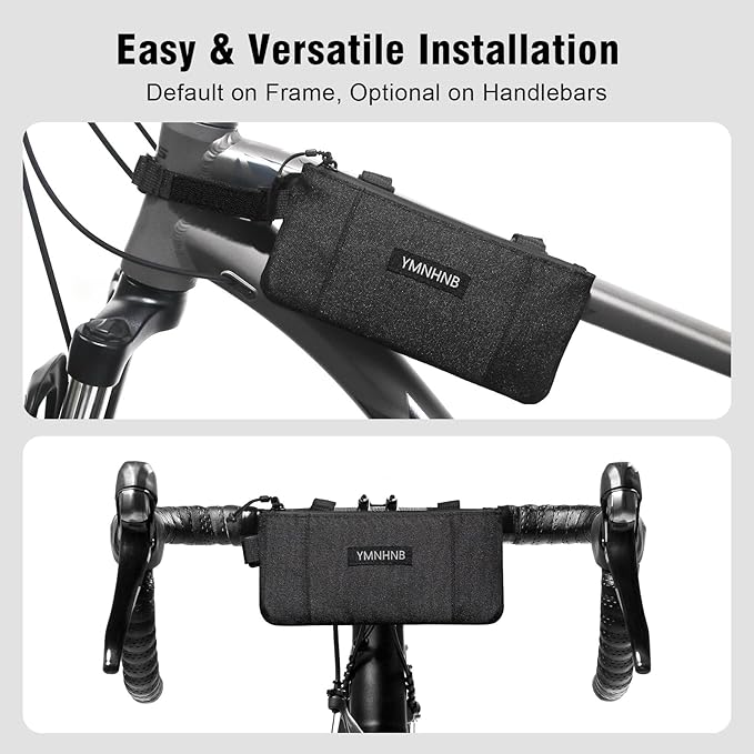 Bike Frame Bag – Water-Resistant Top Tube Bike Bag, Minimalist Bicycle Storage Pouch for Smartphone & Cards, Fits Road & Mountain Bikes