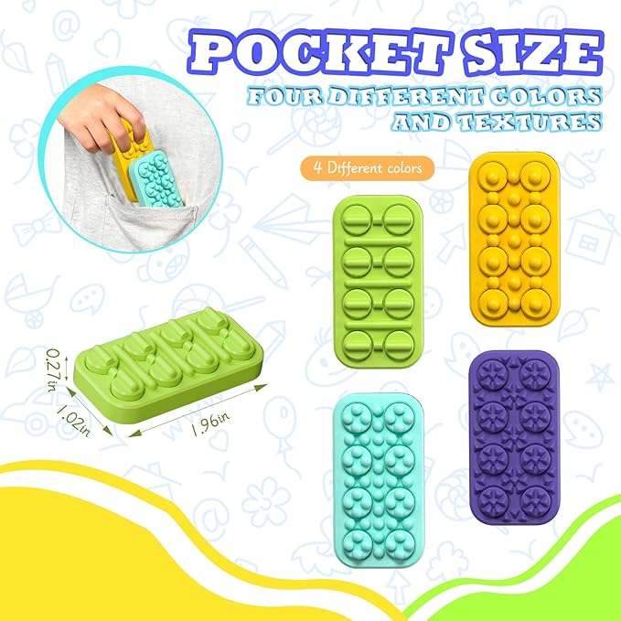 Pop It Sensory 3D Printed Fidget Toy :4 Pack Little Ouchies Pain Fidget - Sensory Toys for Autism ADHD Special Needs Classroom School - Gifts Prizes Bulk for Kids Stocking Stuffers Goodie Bags