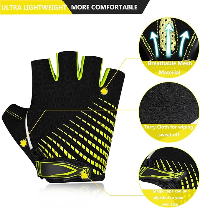 BIKINGMOREOK Bike Cycling Gloves for Men Women,Non-Slip Breathable 5MM Gel Pads DH Mountain Road Bicycle Gloves for MTB Biking Cycling,Workout Sports