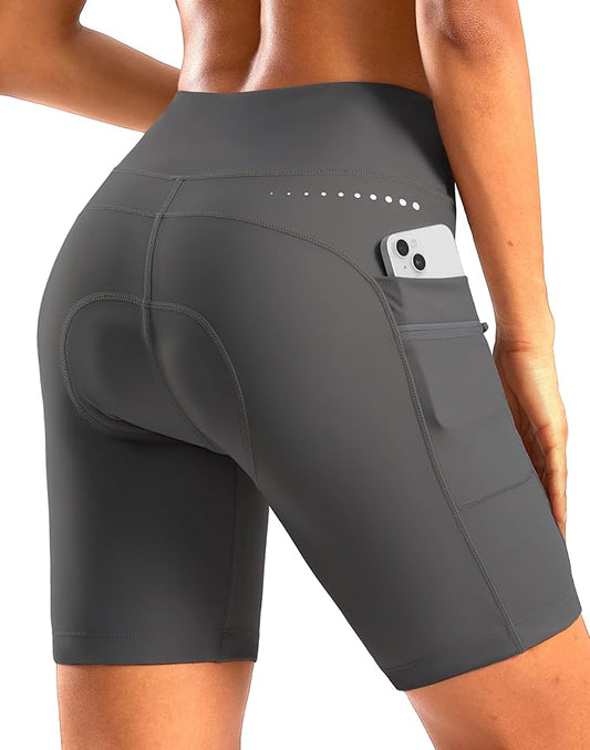 Women's 4D Padded Bike Shorts 5"/7" Riding Underwear Cycling Bicycle Road Biking Cycle Shorts for Women Zipper Pockets